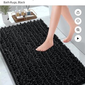 Microfiber Chenille Black Bath Rug 2 rugs